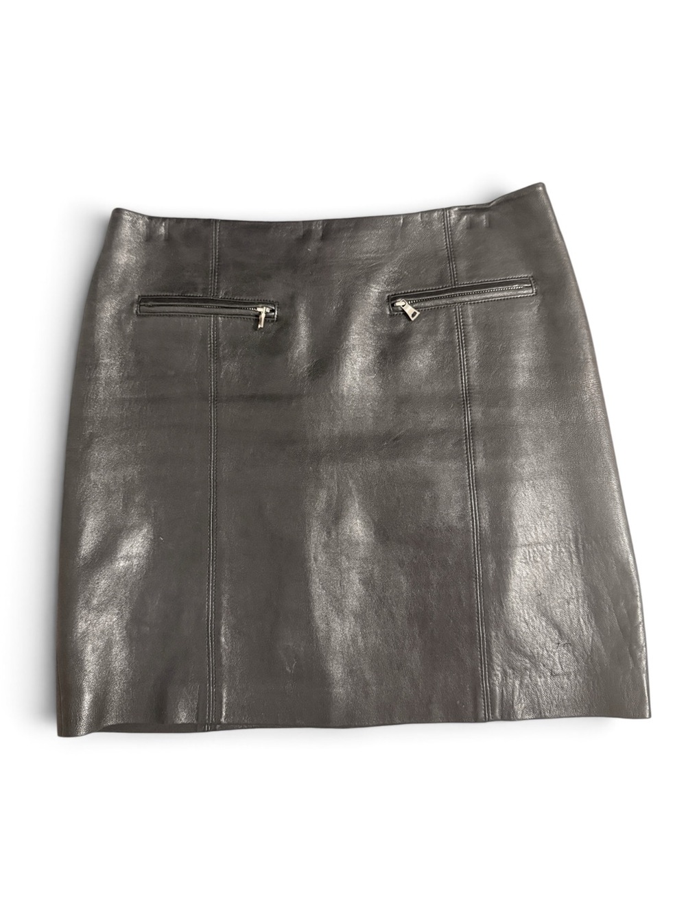 100% Genuine Leather Mini Skirt in Black; Vintage Ann Taylor